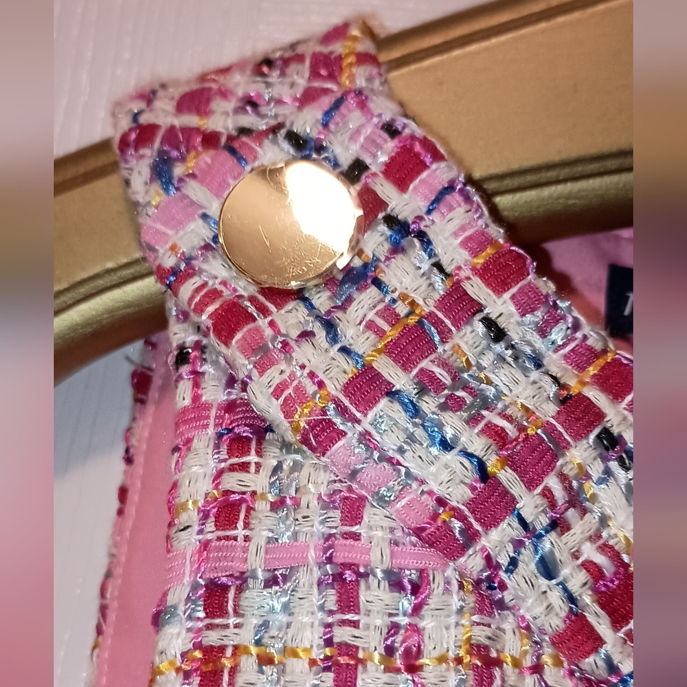 Talbots RSVP Pink Tweed Ribbon Sleeveless shift dress size 2 Petite - Picture 10 of 10